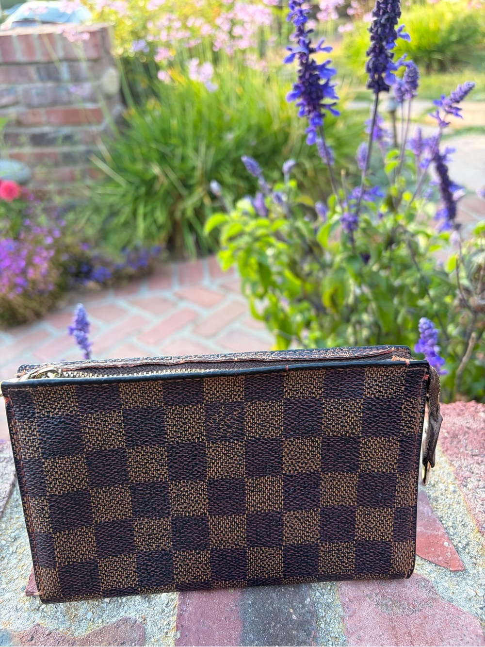 Auth Louis Vuitton Damier Accessory Bag Pouch 2002 France
